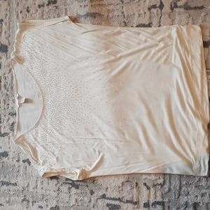 H&M Cream Jeweled Bedazzled Cap Sleeve Shirt Size Medium